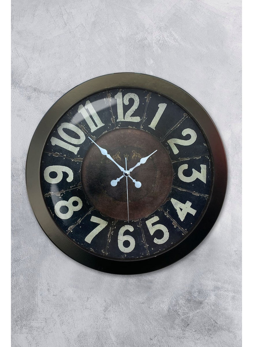 Platin Saat Platinum Clock 36 cm Black Metal Retro Wall Clock  - Image 1