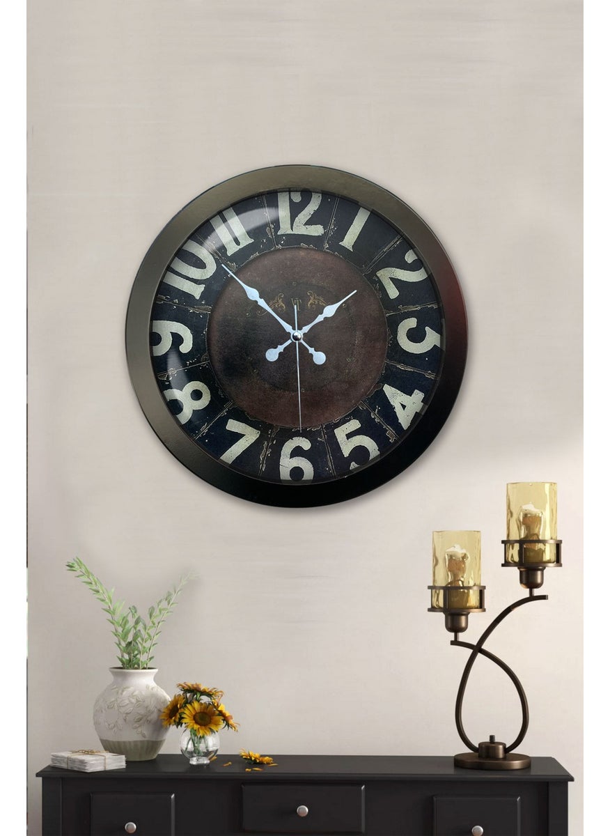 Platin Saat Platinum Clock 36 cm Black Metal Retro Wall Clock  - Image 2