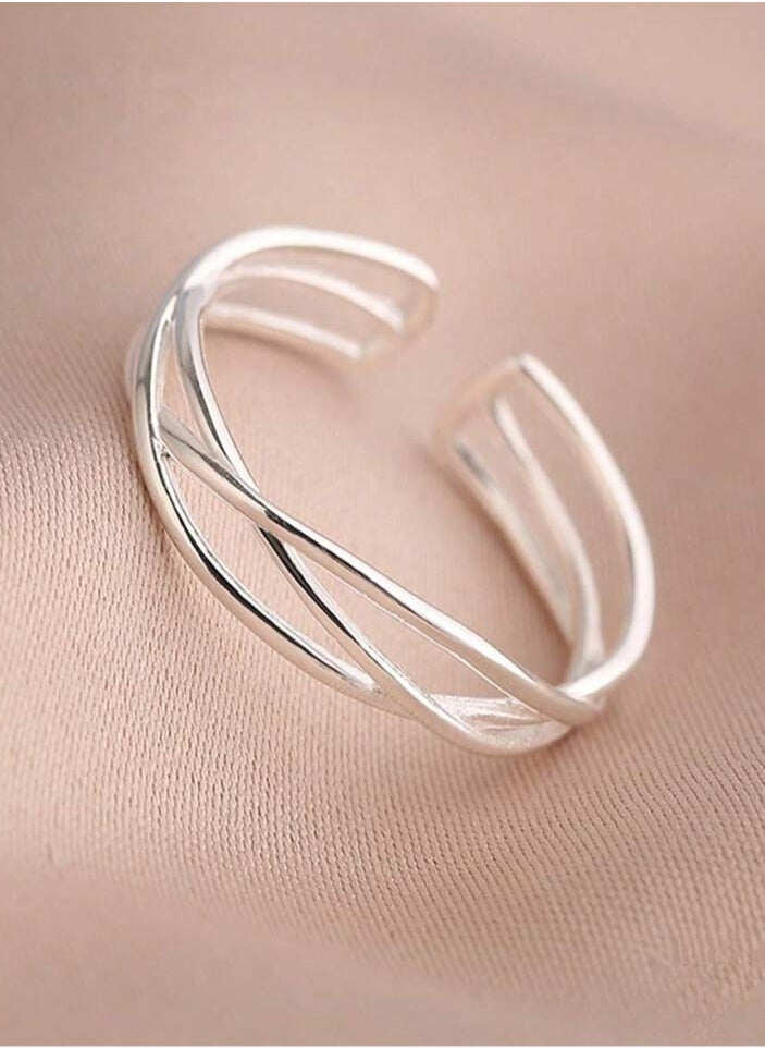 925 Sterling Silver Charms - Luxurious And Delicate Silver Ring Made With High Quality And Precision From 925 Sterling Silver In The Shape Of A Intertwined Waves To Give A Wonderful Look To The Princess Who Deserves It - Image 1