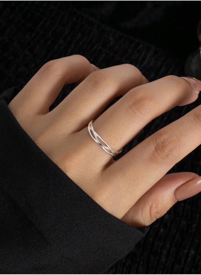 925 Sterling Silver Charms - Luxurious And Delicate Silver Ring Made With High Quality And Precision From 925 Sterling Silver In The Shape Of A Intertwined Waves To Give A Wonderful Look To The Princess Who Deserves It - Image 1
