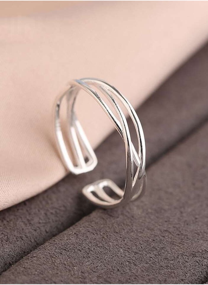 925 Sterling Silver Charms - Luxurious And Delicate Silver Ring Made With High Quality And Precision From 925 Sterling Silver In The Shape Of A Intertwined Waves To Give A Wonderful Look To The Princess Who Deserves It - Image 1