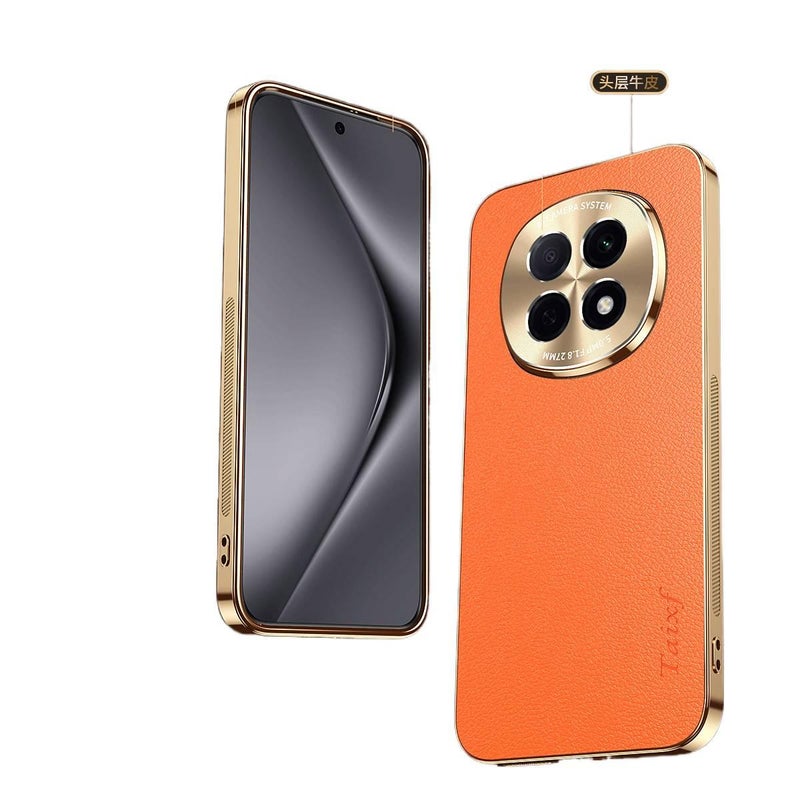 MS غطاء واقي بMetal لـ Redmi Note 13 Pro مع مطلي بالكهرباء وملمس الجلود مع مقاوم للصدمات مع إطار عدسة معدني مع حماية من السقوط باللون أحمر باللون الأحمر - Image 5