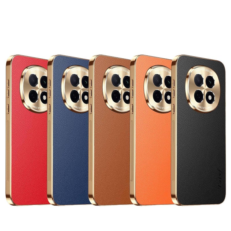 MS غطاء واقي بMetal لـ Redmi Note 13 Pro مع مطلي بالكهرباء وملمس الجلود مع مقاوم للصدمات مع إطار عدسة معدني مع حماية من السقوط باللون أحمر باللون الأحمر - Image 2