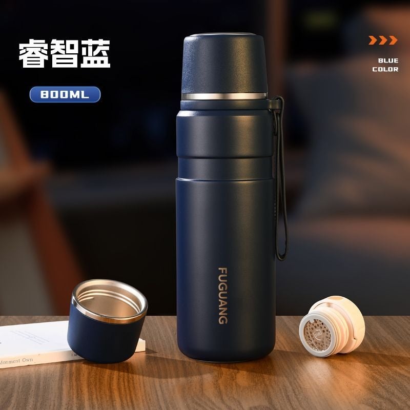 FUGUANG Large Capacity Insulated Water Bottle for Men, 316 Stainless Steel with Tea Separator and Dual Lids - Image 1