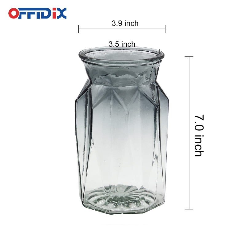 OFFIDIX Glass Vase  Geometric Faceted Design Flower Vase for Weddings  Events  Decorating  Arrangements  Office  or Home Decor - Image 2