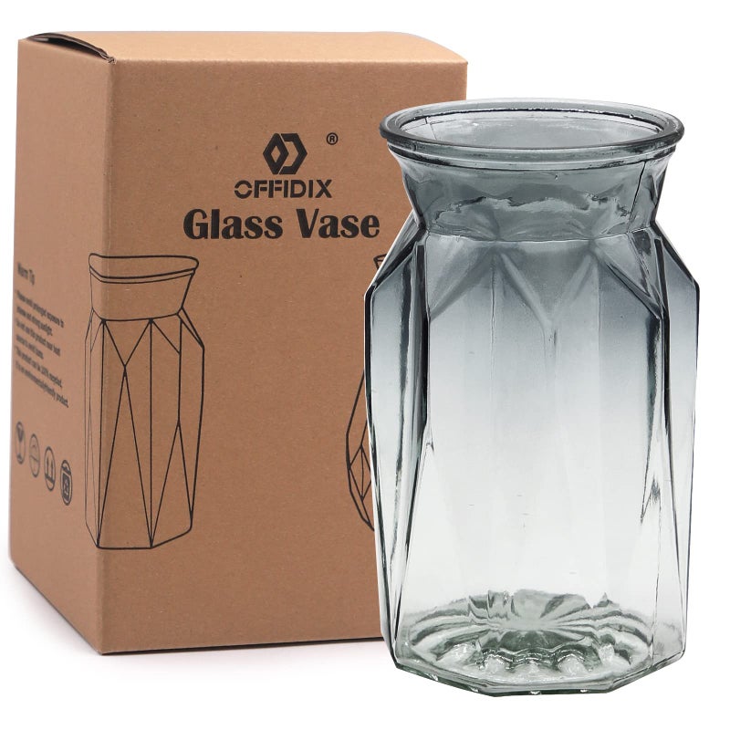 OFFIDIX Glass Vase  Geometric Faceted Design Flower Vase for Weddings  Events  Decorating  Arrangements  Office  or Home Decor - Image 4