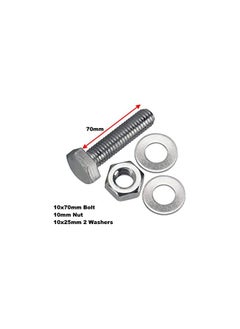 Royal Apex Royal Apex 12 pcs Hex Head Screw Bolts Nuts & Washers Fully Thread GI Plain Finish Bolt Set. (10, 70MM)  - Image 2