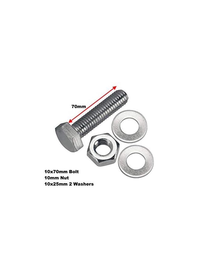 Royal Apex 12 pcs Hex Head Screw Bolts Nuts & Washers Fully Thread GI Plain Finish Bolt Set. (10, 70MM) - Image 2