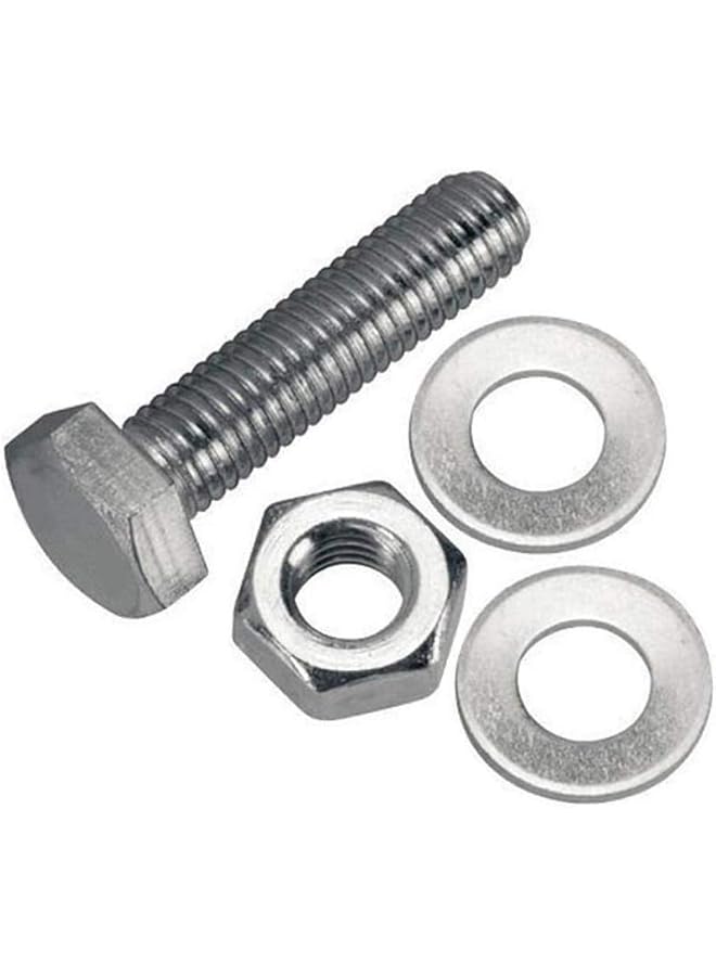 Royal Apex 12 pcs Hex Head Screw Bolts Nuts & Washers Fully Thread GI Plain Finish Bolt Set. (10, 70MM) - Image 1