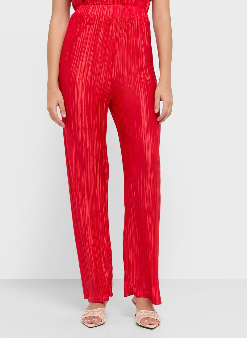 Ginger Ruffle Plisse Crop Top & Straight Fit Co-Ord Pant Set  - Image 4