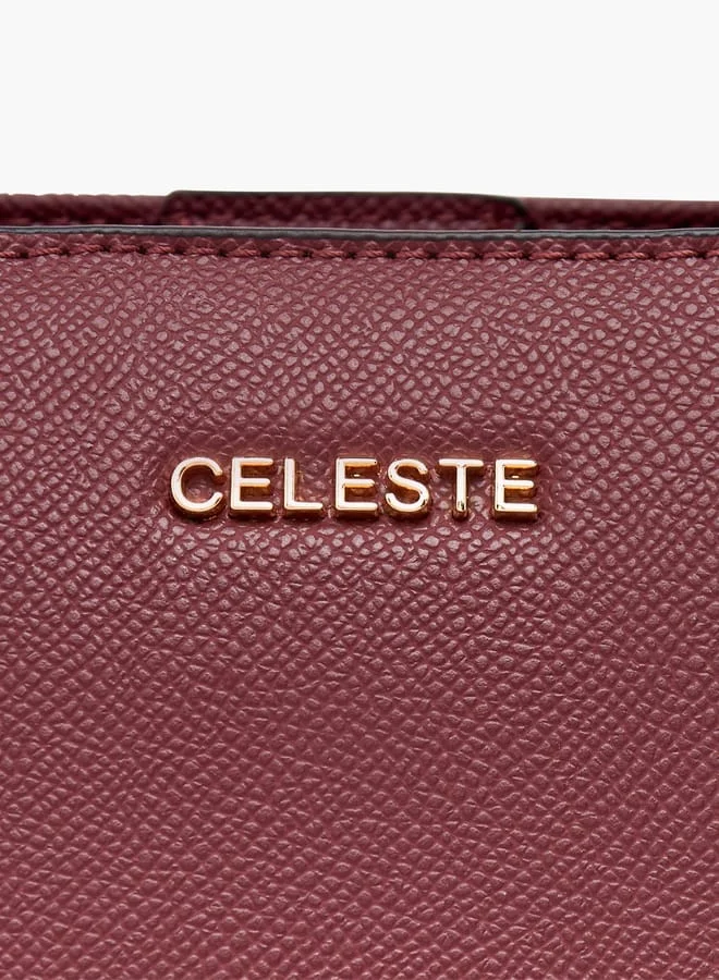 Celeste Women Solid Tote Bag with Detachable Strap and Zip Closure
