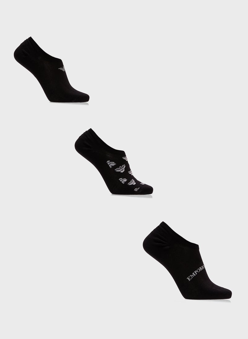 EMPORIO ARMANI 3 Pack Logo Ankle Socks  - Image 1