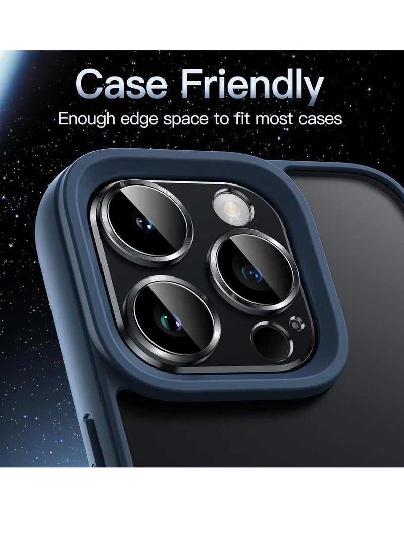 Raxoom Camera Lens Protector for iPhone 15 Pro 6.1-Inch and iPhone 15 Pro Max 6.7-Inch, Full Coverage 9H Tempered Glass Ring Cover, Matte Metal Plate, Case Friendly, 1-Pack (Space Black) - Image 5