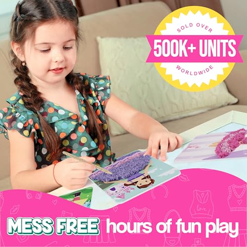 jackinthebox Poke Poke Art for Kids - Fashion Theme, Mess-Free Fabric Art and Craft, Flower Pressing Kits, Gift for Kids, Girl Gifts, Toys for Girls Ages 4 5 6 7 8 - Image 2
