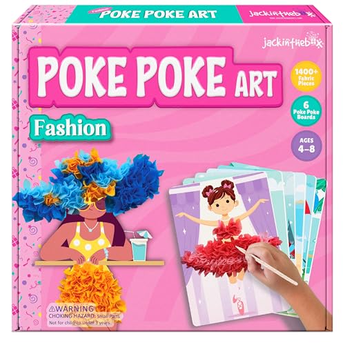 jackinthebox Poke Poke Art for Kids - Fashion Theme, Mess-Free Fabric Art and Craft, Flower Pressing Kits, Gift for Kids, Girl Gifts, Toys for Girls Ages 4 5 6 7 8 - Image 1