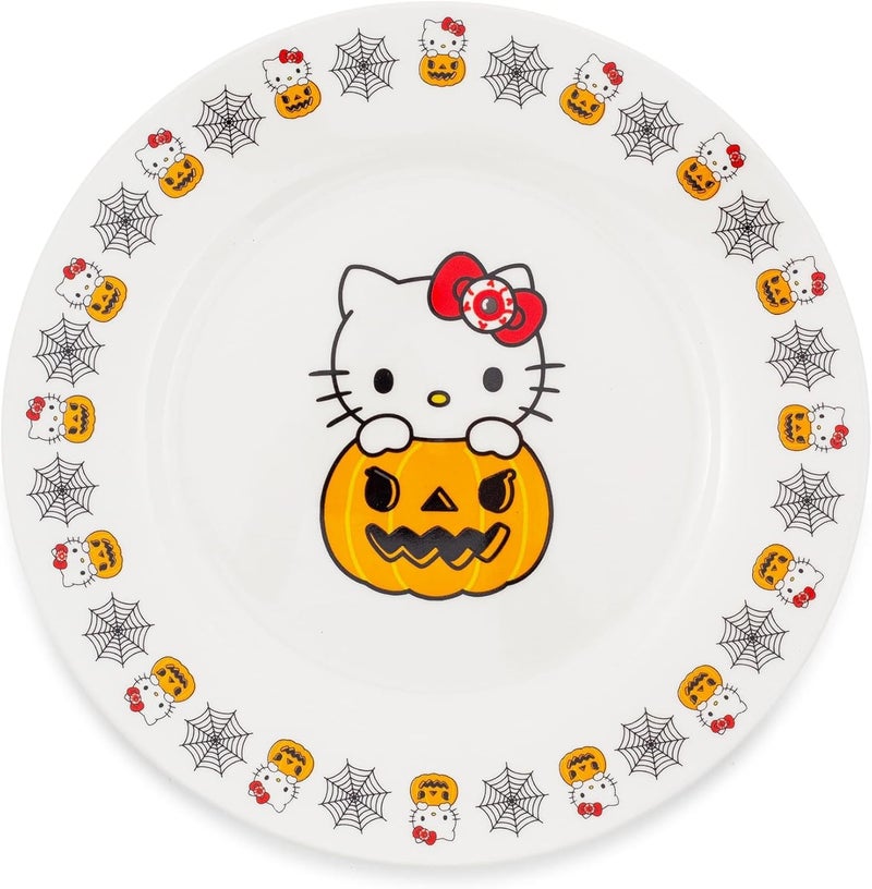Silver Buffalo Sanrio Hello Kitty Pumpkin Boo 8Inch Large Ceramic Dinner Plate For Serving Appetizers Pasta Salad Dessert - Image 2