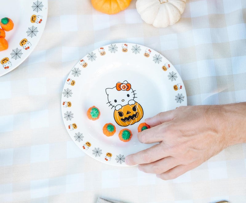 Silver Buffalo Sanrio Hello Kitty Pumpkin Boo 8Inch Large Ceramic Dinner Plate For Serving Appetizers Pasta Salad Dessert - Image 4