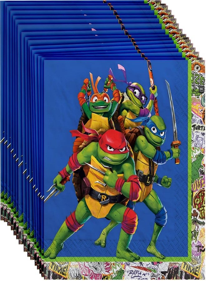 Amscan Multicolor TMNT: Mutant Mayhem Luncheon Napkins - 6.5" x 6.5" (Pack of 16) - Fun Design, Premium Quality & Eco-Friendly Material - Perfect for Kids' Party - Image 1