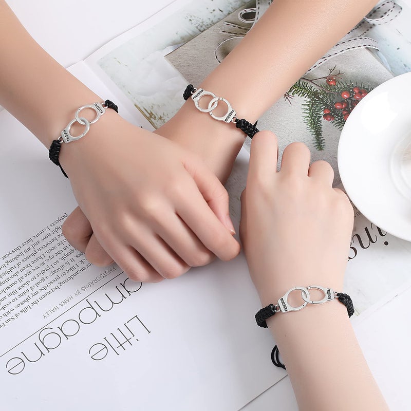 Desimtion Friendship Bracelets for Women, Partners in Crime Handcuff Matching Bracelets, Funny Best Friend Birthday Gifts for Women Unique BFF Bracelets for 3 - Image 3