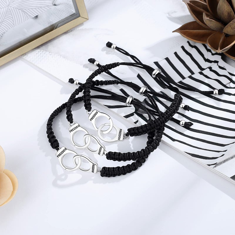 Desimtion Friendship Bracelets for Women, Partners in Crime Handcuff Matching Bracelets, Funny Best Friend Birthday Gifts for Women Unique BFF Bracelets for 3 - Image 2