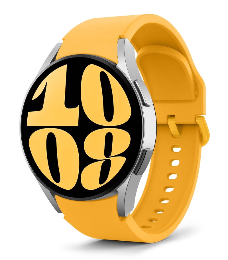 MoKo Compatible with Samsung Galaxy Watch 7 FE 6 5 4 Band 40mm 44mm/Galaxy Watch 5 Pro Band 45mm/Galaxy Watch 6 Classic Band/Galaxy Watch 4 Classic Band, 20mm Silicone Sport Strap Women Men, Yellow - Image 1