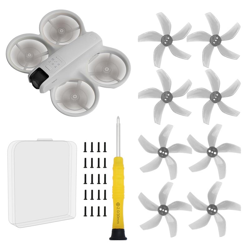 Pidynx Improved VersionDrone Colorful Paddle Propeller for DJI NEO Silent Power Noise Reduction Replacement Compatible with DJI Neo 2 Crystal Gray - Image 2