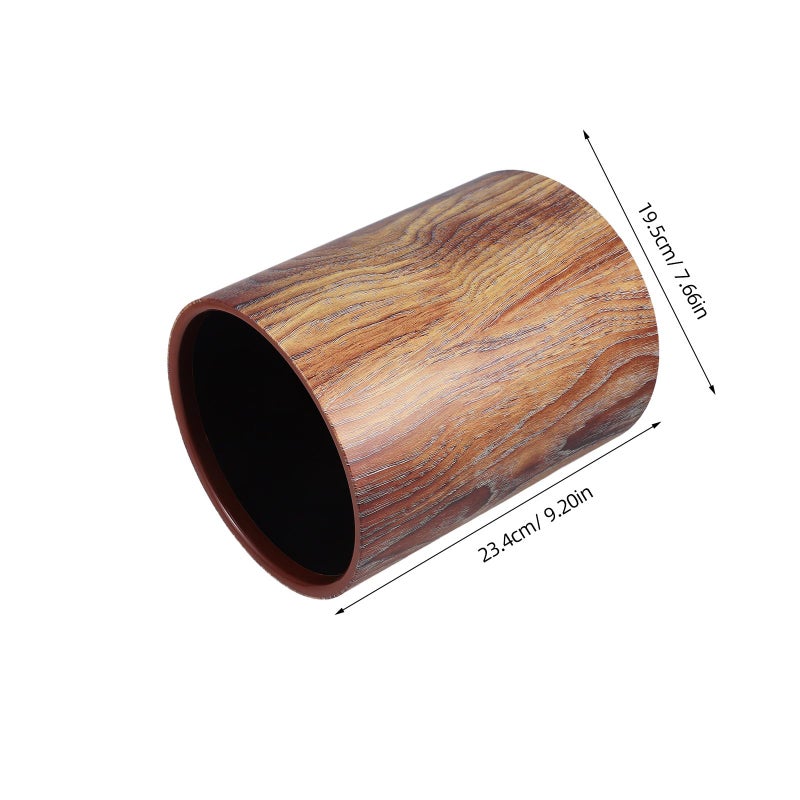 Wood Grain Trash Can 8L Retro Waste Basket Without Lid For Bedroom Bathroom Office - Image 3