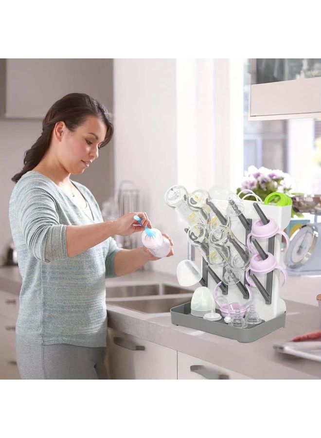 Gray Baby Bottle Drying Rack Multi Layer Hanging Air Dry System Large Capacity Wall Mountable - Image 3