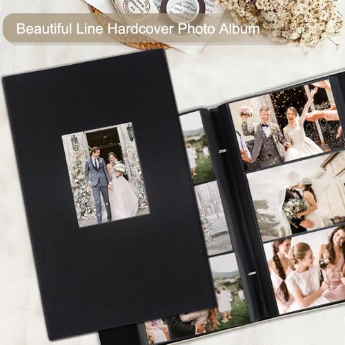 Artmag Fabric Photo Album 4x6 300 Large Capacity for Family Wedding Anniversary Linen Album Holds 300 Horizontal Photos (300 Pockets, Black) - Image 4