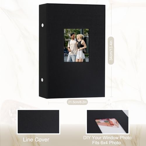 Artmag Fabric Photo Album 4x6 300 Large Capacity for Family Wedding Anniversary Linen Album Holds 300 Horizontal Photos (300 Pockets, Black) - Image 2