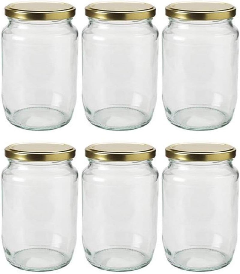 Mkd2 Rise BHARAT SOURCE Glass Jar With Cap - 500 Gm, Set of 6, Transparent - Image 1