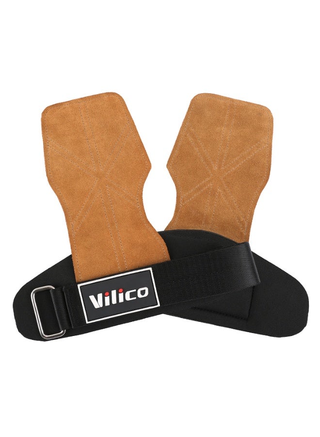 Cowhide Weight Lifting Grips, Double Layer 3.5MM Leather Workout Palm Protector for Pull-ups Deadlift Gym  Training - Image 1