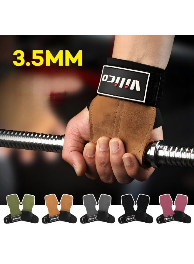 Cowhide Weight Lifting Grips, Double Layer 3.5MM Leather Workout Palm Protector for Pull-ups Deadlift Gym  Training - Image 5
