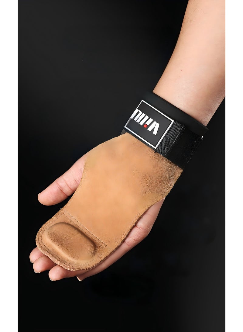 Cowhide Weight Lifting Grips, Double Layer 3.5MM Leather Workout Palm Protector for Pull-ups Deadlift Gym  Training - Image 3