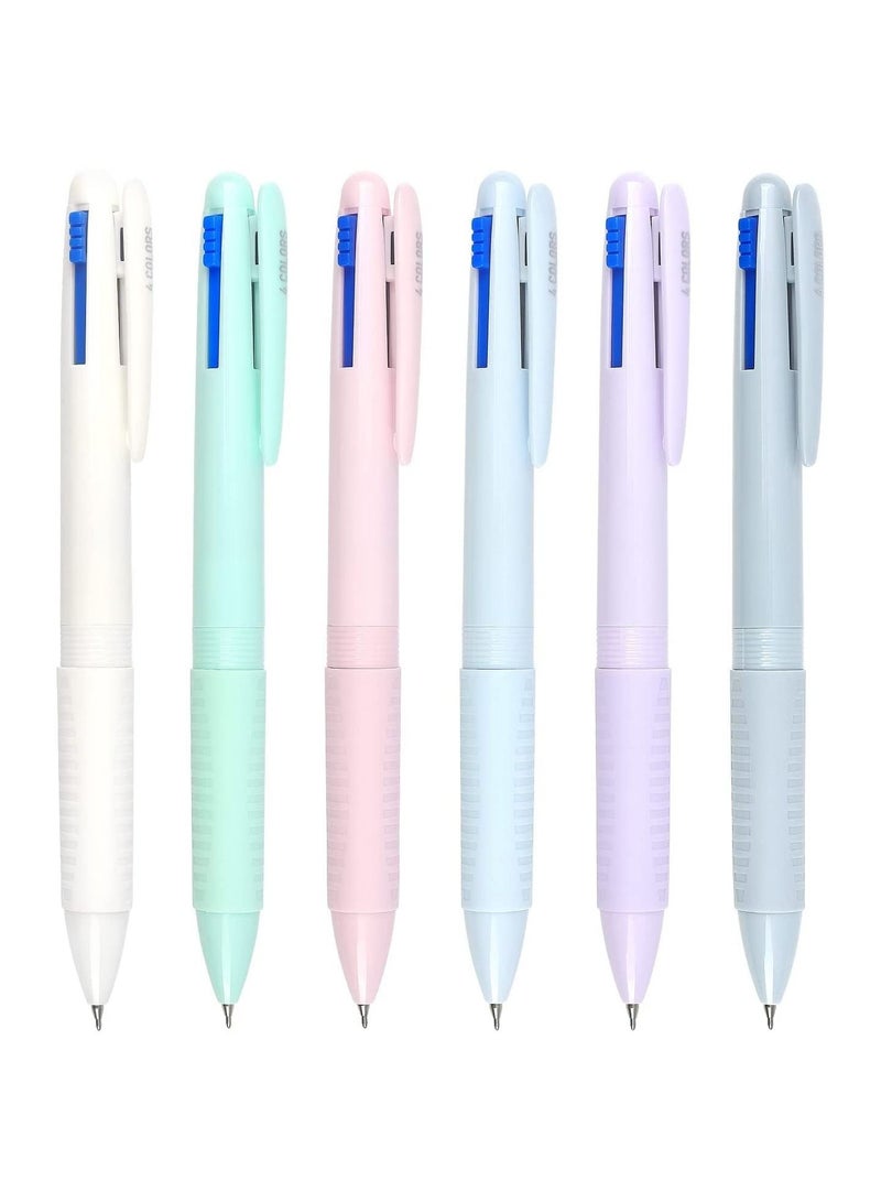 SYOSI Ballpoint Pen 6Pcs, 4Color 0.5 4-in-1 Colored Pens Fine Point, Retractable Ballpoint Gift Pens for School and Office, Macaron Medium Oil Pen Ballpoint Pen Student Girl Signature Pen - Image 1