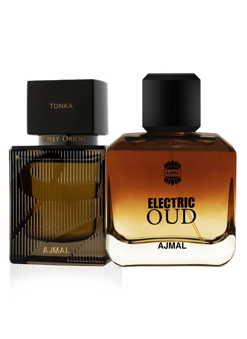 Ajmal Purely Orient Tonka EDP 75ml & Electric Oud - Exotic Fragrance Set 