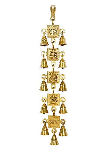 Pick End Now Brass Wall Hanging Lakshmi Ganesh Saraswati Shubh Labh with 11 Bells Wall Decorative Bell for Home Office Dcor Product Dimensions 1016 x 2 x 4572Cm 900Gm - Image 1