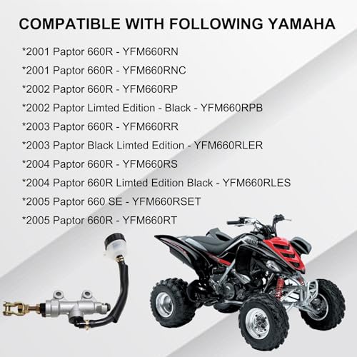 Vanlison Rear Foot Brake Master Cylinder Compatible with Yamaha Raptor 660 660R YFM660 2001-2005 Replacement # 4PT-2580E-00-00 - Image 2