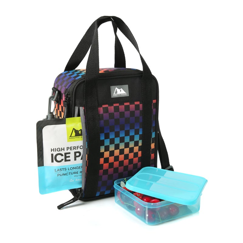 Arctic Zone Urban Lunch Box Combo with 210g Ice Pack and Sandwich Container, Checkered - Image 1