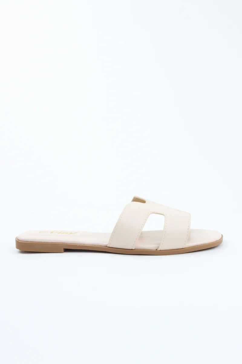 Viny VINY Women's Flat Slide Sandals – Elegant Open Toe Slip-On Slippers, Casual Comfort Summer Sandals, Lightweight Everyday Fashion Slides for Ladies (Black, White, Beige, Pink, Brown, Burgundy, Silver, Blue)