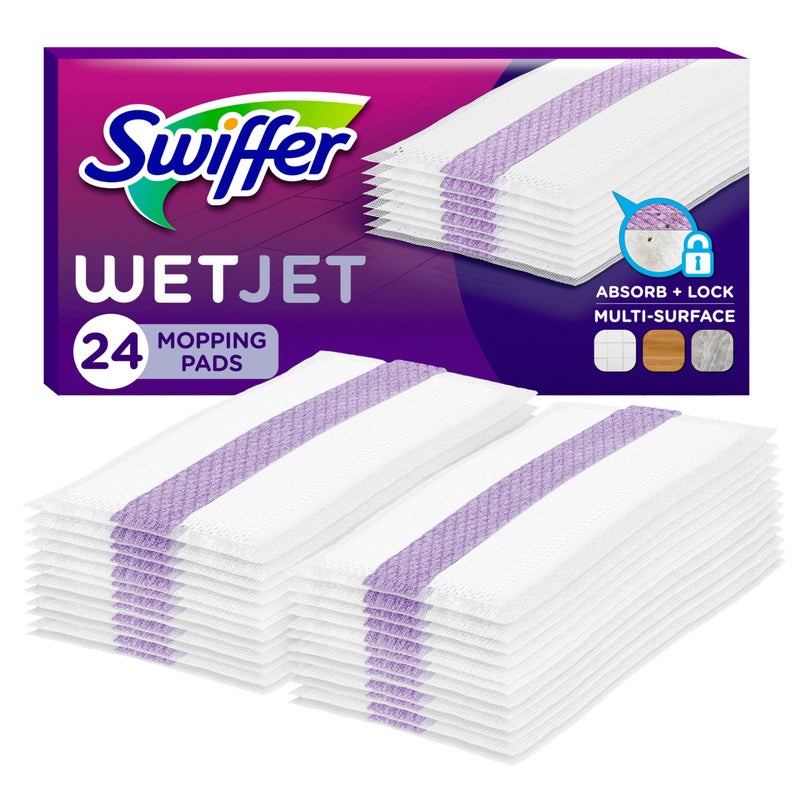 Swiffer WetJet Hardwood Floor Cleaner Spray Mop Pad Refill, Bathroom Cleaning Supplies, Hardwood Floor Cleaner, Multi Surface, 24 Count - Image 1