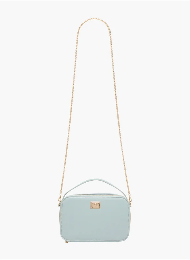 فلورا بيلا من شو إكسبرس Textured Crossbody Bag with Chain Strap and Zip Closure