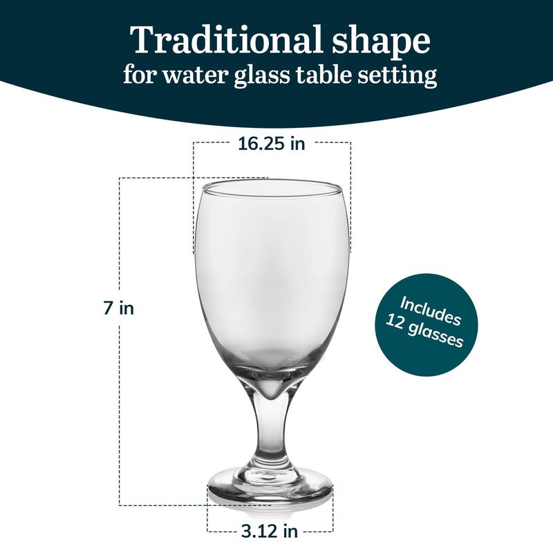 Libbey Classic Clear Glass Goblets Set of 12, Dishwasher Safe Drinking Goblets for Iced Tea, Sangria, and More, Ideal Goblet Glassware for Parties - Image 3