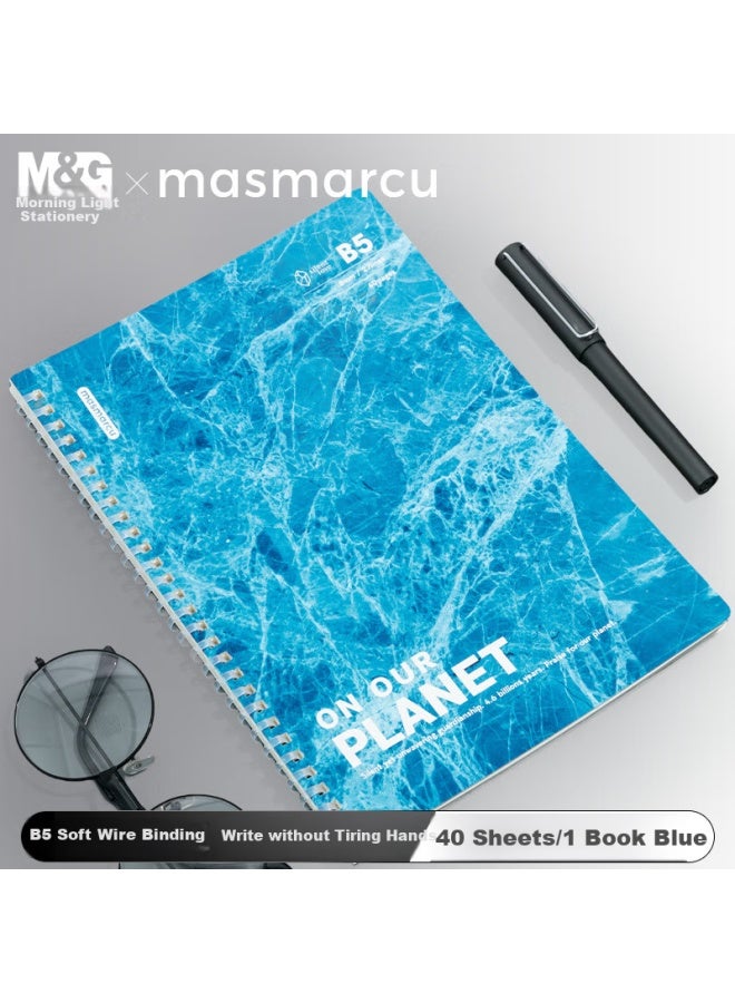 Masmarcu M&g Yanzhishang B5 Notebook, High-quality Simple Soft Spiral-bound Book, Student Error Correction Notebook, Study Supplies, Blue, 1 Book, 40 Sheets, Xq027322 - Image 1