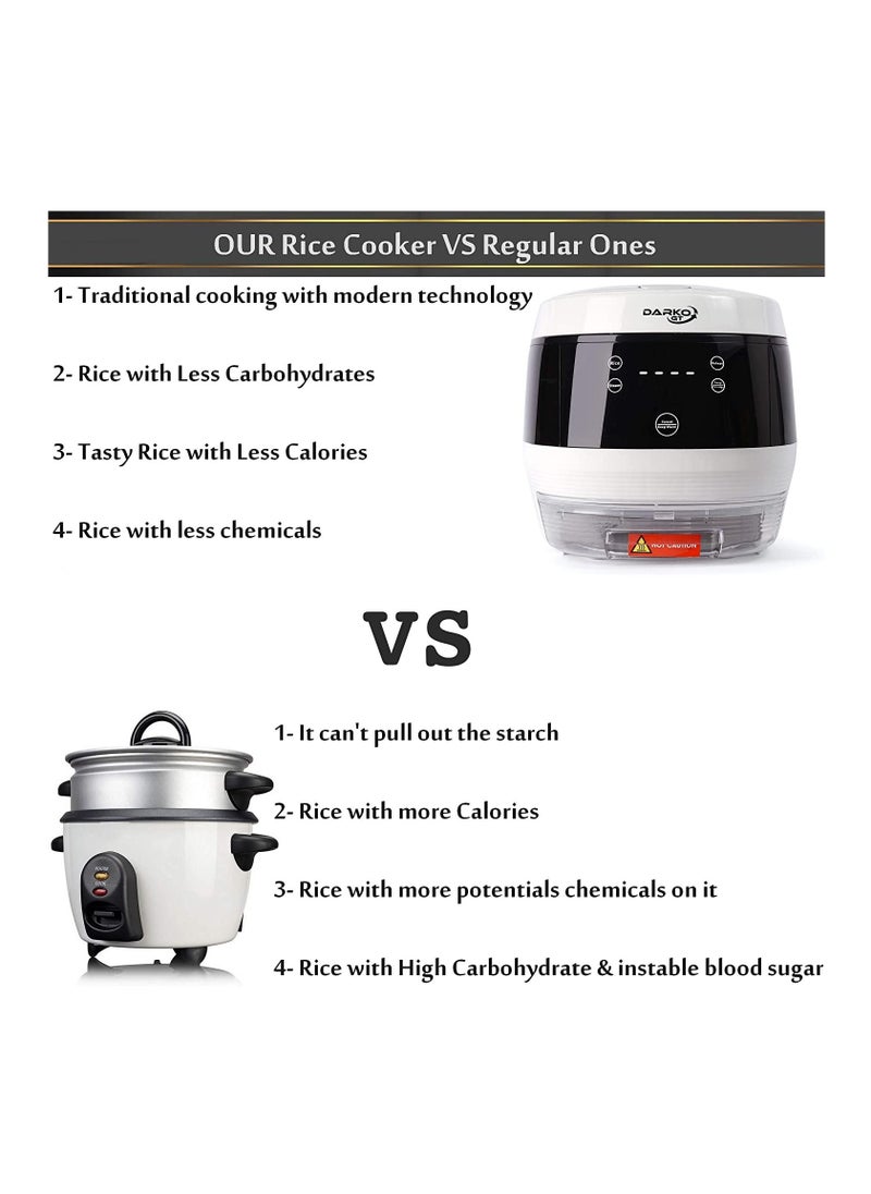 DARKOGT - Low-Sugar 3L Rice Cooker - Versatile Non-Stick Cooking Pot for Rice, Steaming, Reheating, Soup & Meat - Timer-Controlled Vegetable & Porridge Preparations - Healthy Eating & Diabetic-Friendly - Image 1