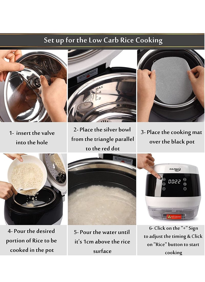 DARKOGT - Low-Sugar 3L Rice Cooker - Versatile Non-Stick Cooking Pot for Rice, Steaming, Reheating, Soup & Meat - Timer-Controlled Vegetable & Porridge Preparations - Healthy Eating & Diabetic-Friendly - Image 1