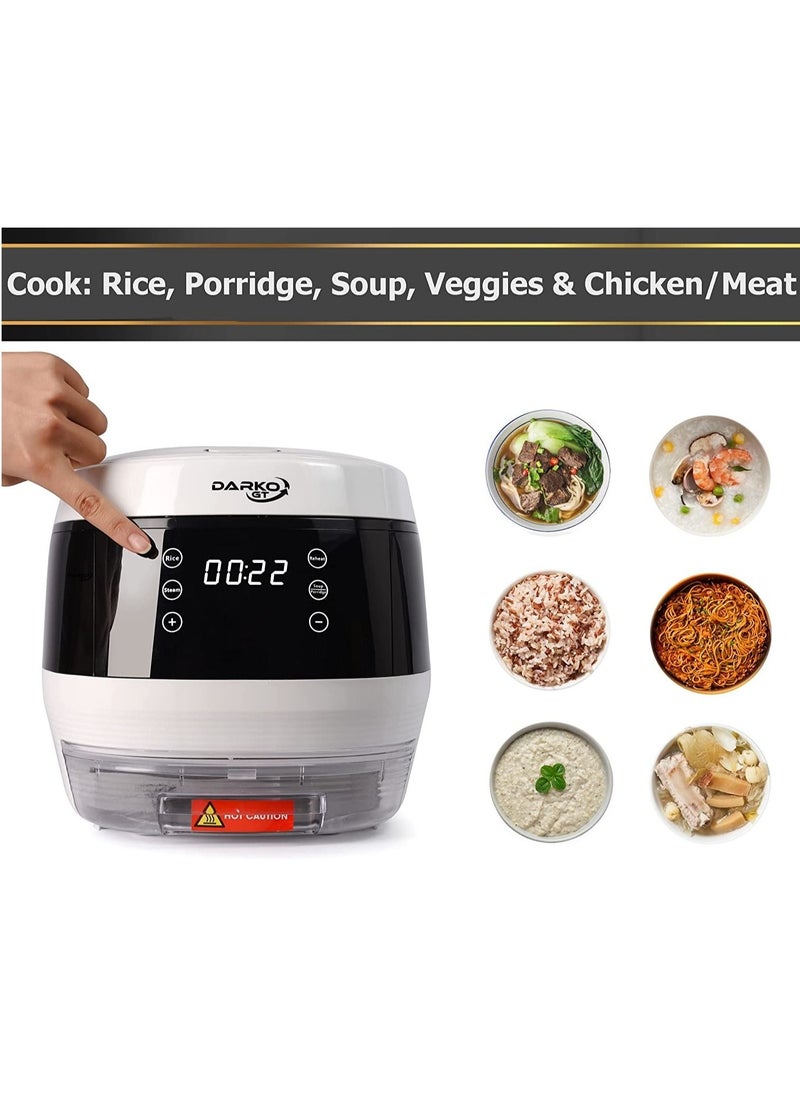 DARKOGT - Low-Sugar 3L Rice Cooker - Versatile Non-Stick Cooking Pot for Rice, Steaming, Reheating, Soup & Meat - Timer-Controlled Vegetable & Porridge Preparations - Healthy Eating & Diabetic-Friendly - Image 1