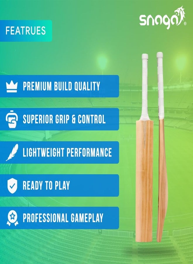 Snaga Premium Kashmir Willow Cricket Bat with Padded Bat Cover, Ready to Play Bat with Visible Grains Suitable for Leather Ball, Hard Tennis Ball, Season Ball (Full Size) - Image 3