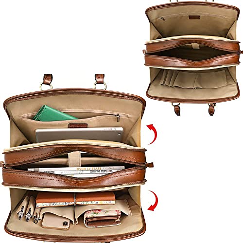 Kattee Genuine Leather Briefcase for Women, Large Capacity Laptop Bag with Luggage Tag - Image 4