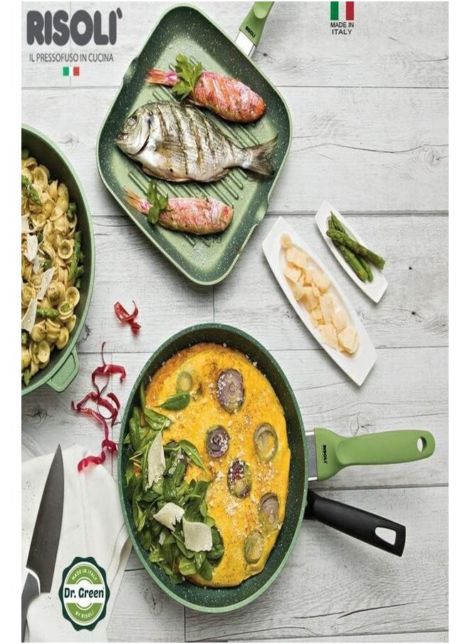 برايت ستون Risoli 20cm Dr. Green Fry Pan – Italian-Made Non-Stick Frying Pan with Triple Layer Greenstone Coating, Scratch-Resistant, PFOA and Nickel Free  - Image 3